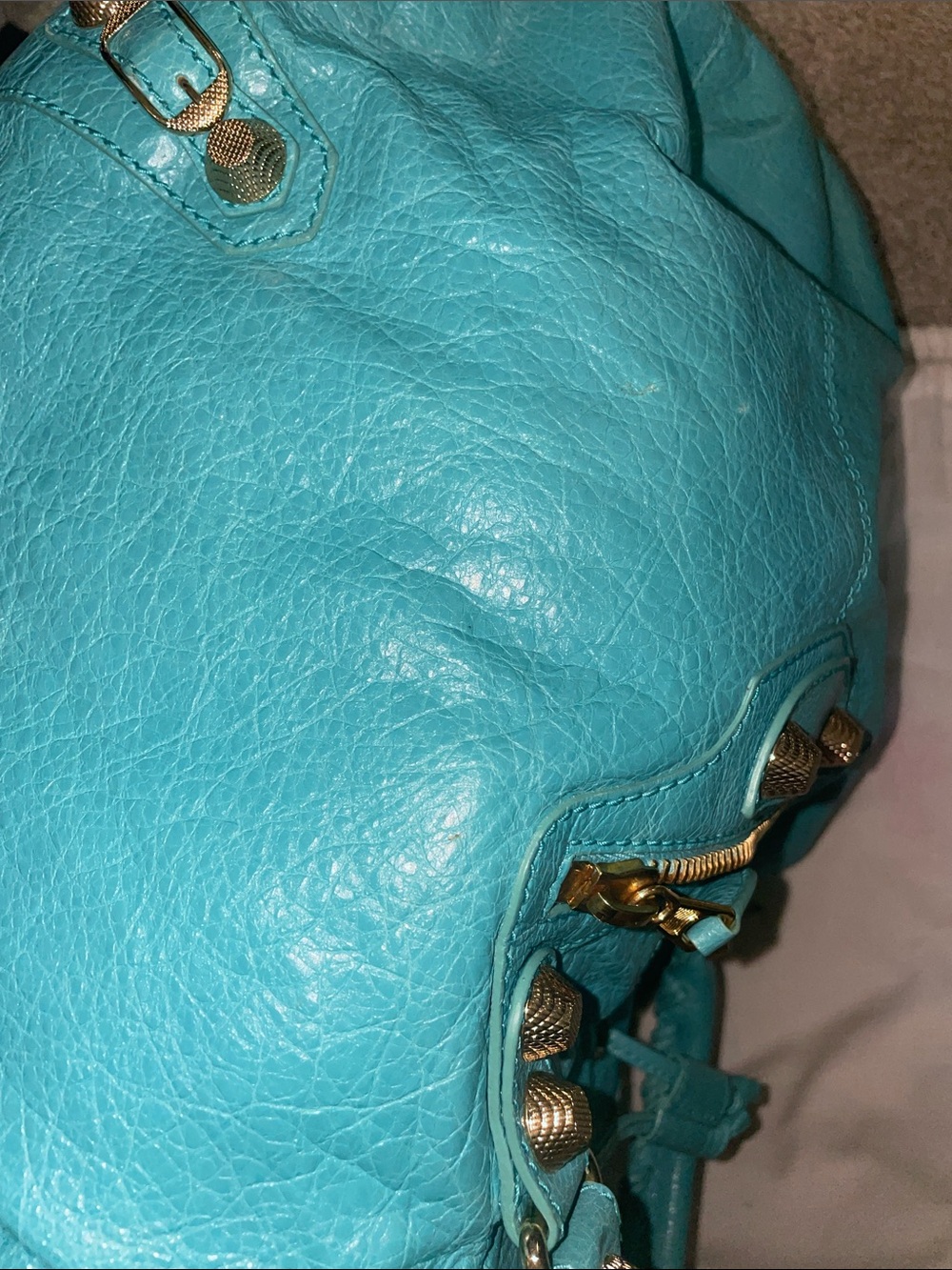 Balenciaga Giant 12 Bleu Tropical Pompon Drawstring Bag - Picture 14 of 15